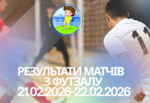 Результати матчів з футзалу 21.02.2026-22.02.2026